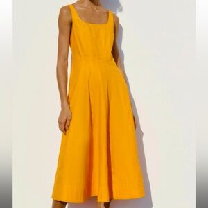 Zara Orange Cotton Midi Dress